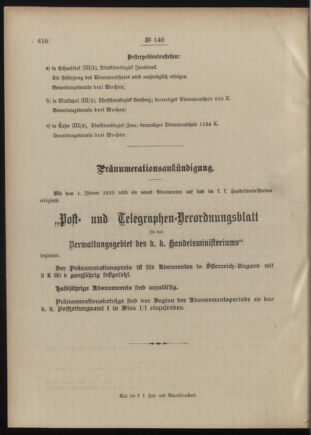 Post- und Telegraphen-Verordnungsblatt für das Verwaltungsgebiet des K.-K. Handelsministeriums 19091215 Seite: 4