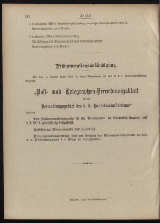 Post- und Telegraphen-Verordnungsblatt für das Verwaltungsgebiet des K.-K. Handelsministeriums 19091222 Seite: 4