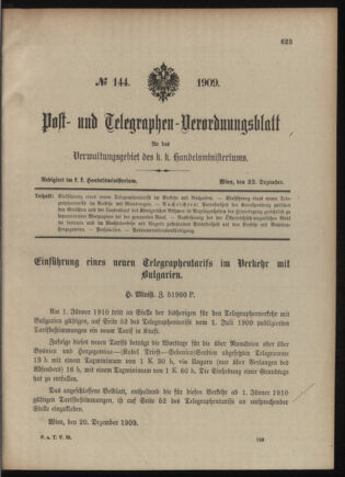 Post- und Telegraphen-Verordnungsblatt für das Verwaltungsgebiet des K.-K. Handelsministeriums