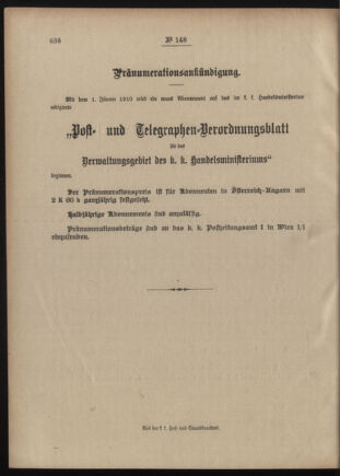 Post- und Telegraphen-Verordnungsblatt für das Verwaltungsgebiet des K.-K. Handelsministeriums 19091231 Seite: 4