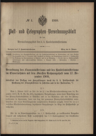 Post- und Telegraphen-Verordnungsblatt für das Verwaltungsgebiet des K.-K. Handelsministeriums