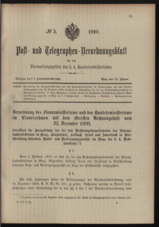 Post- und Telegraphen-Verordnungsblatt für das Verwaltungsgebiet des K.-K. Handelsministeriums