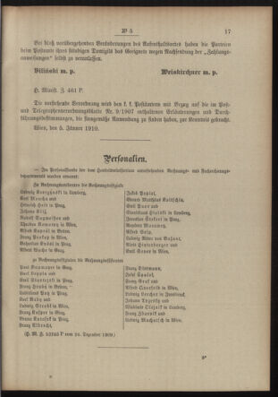 Post- und Telegraphen-Verordnungsblatt für das Verwaltungsgebiet des K.-K. Handelsministeriums 19100110 Seite: 3