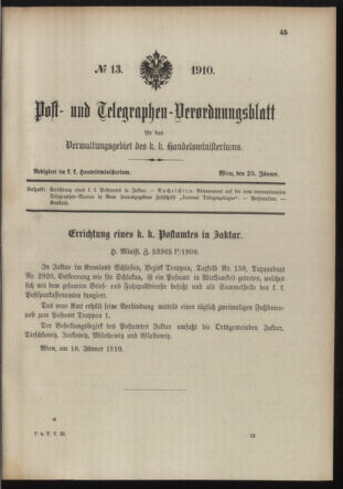 Post- und Telegraphen-Verordnungsblatt für das Verwaltungsgebiet des K.-K. Handelsministeriums