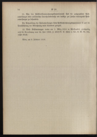 Post- und Telegraphen-Verordnungsblatt für das Verwaltungsgebiet des K.-K. Handelsministeriums 19100208 Seite: 4