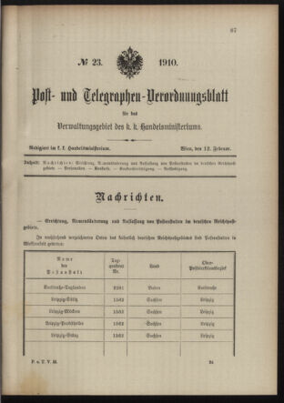 Post- und Telegraphen-Verordnungsblatt für das Verwaltungsgebiet des K.-K. Handelsministeriums