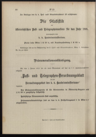 Post- und Telegraphen-Verordnungsblatt für das Verwaltungsgebiet des K.-K. Handelsministeriums 19100215 Seite: 4