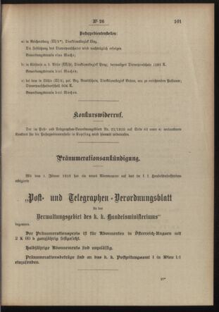 Post- und Telegraphen-Verordnungsblatt für das Verwaltungsgebiet des K.-K. Handelsministeriums 19100218 Seite: 3