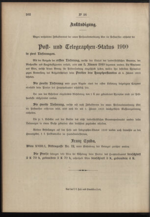 Post- und Telegraphen-Verordnungsblatt für das Verwaltungsgebiet des K.-K. Handelsministeriums 19100218 Seite: 4