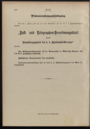 Post- und Telegraphen-Verordnungsblatt für das Verwaltungsgebiet des K.-K. Handelsministeriums 19100222 Seite: 4