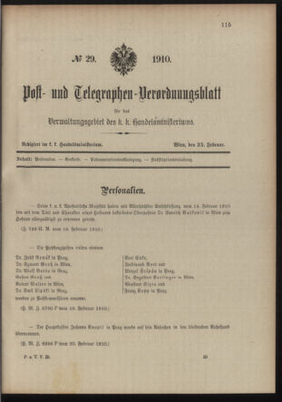 Post- und Telegraphen-Verordnungsblatt für das Verwaltungsgebiet des K.-K. Handelsministeriums