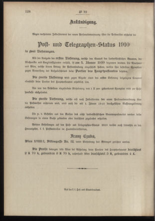 Post- und Telegraphen-Verordnungsblatt für das Verwaltungsgebiet des K.-K. Handelsministeriums 19100304 Seite: 4