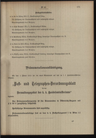 Post- und Telegraphen-Verordnungsblatt für das Verwaltungsgebiet des K.-K. Handelsministeriums 19100323 Seite: 3