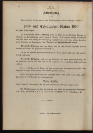 Post- und Telegraphen-Verordnungsblatt für das Verwaltungsgebiet des K.-K. Handelsministeriums 19100323 Seite: 4