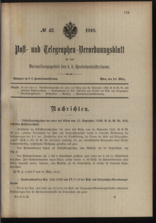 Post- und Telegraphen-Verordnungsblatt für das Verwaltungsgebiet des K.-K. Handelsministeriums