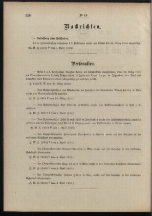 Post- und Telegraphen-Verordnungsblatt für das Verwaltungsgebiet des K.-K. Handelsministeriums 19100408 Seite: 2