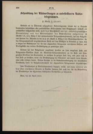 Post- und Telegraphen-Verordnungsblatt für das Verwaltungsgebiet des K.-K. Handelsministeriums 19100504 Seite: 2