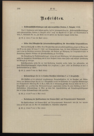 Post- und Telegraphen-Verordnungsblatt für das Verwaltungsgebiet des K.-K. Handelsministeriums 19100510 Seite: 2