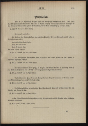 Post- und Telegraphen-Verordnungsblatt für das Verwaltungsgebiet des K.-K. Handelsministeriums 19100510 Seite: 3