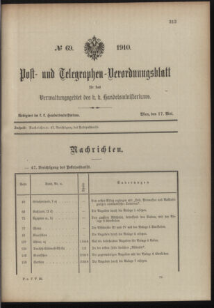 Post- und Telegraphen-Verordnungsblatt für das Verwaltungsgebiet des K.-K. Handelsministeriums