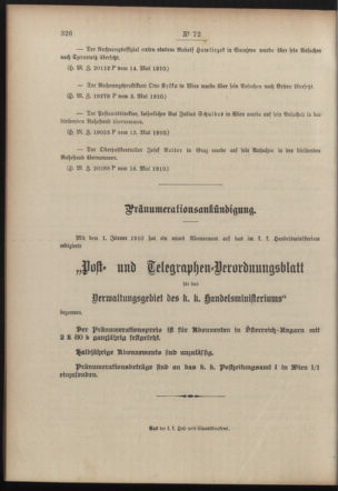 Post- und Telegraphen-Verordnungsblatt für das Verwaltungsgebiet des K.-K. Handelsministeriums 19100521 Seite: 4