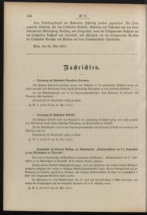 Post- und Telegraphen-Verordnungsblatt für das Verwaltungsgebiet des K.-K. Handelsministeriums 19100531 Seite: 2