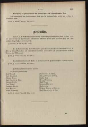 Post- und Telegraphen-Verordnungsblatt für das Verwaltungsgebiet des K.-K. Handelsministeriums 19100531 Seite: 3