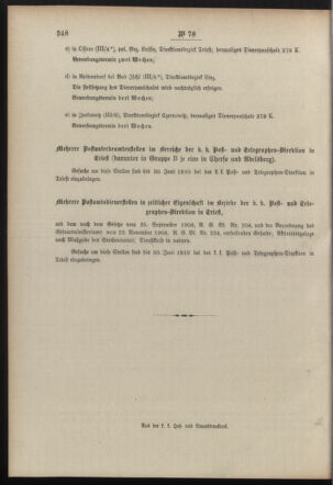 Post- und Telegraphen-Verordnungsblatt für das Verwaltungsgebiet des K.-K. Handelsministeriums 19100608 Seite: 4