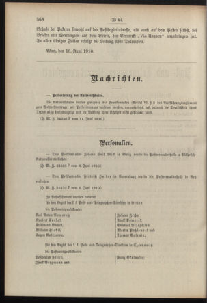 Post- und Telegraphen-Verordnungsblatt für das Verwaltungsgebiet des K.-K. Handelsministeriums 19100618 Seite: 2