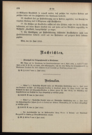 Post- und Telegraphen-Verordnungsblatt für das Verwaltungsgebiet des K.-K. Handelsministeriums 19100621 Seite: 2