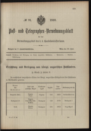 Post- und Telegraphen-Verordnungsblatt für das Verwaltungsgebiet des K.-K. Handelsministeriums