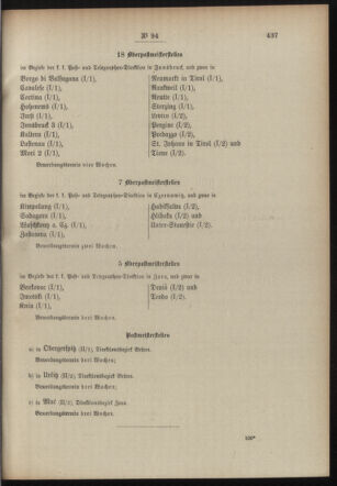 Post- und Telegraphen-Verordnungsblatt für das Verwaltungsgebiet des K.-K. Handelsministeriums 19100706 Seite: 3