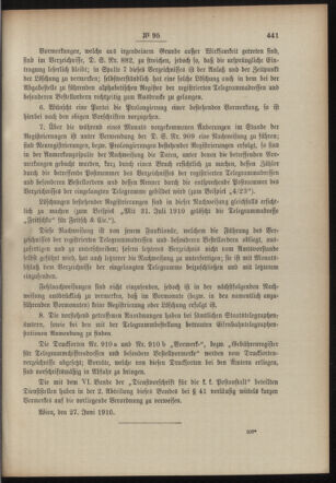 Post- und Telegraphen-Verordnungsblatt für das Verwaltungsgebiet des K.-K. Handelsministeriums 19100707 Seite: 3