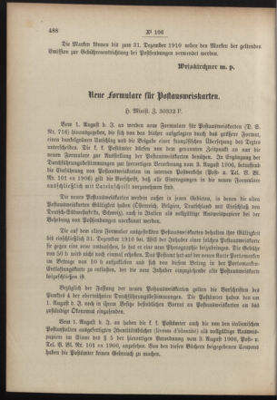 Post- und Telegraphen-Verordnungsblatt für das Verwaltungsgebiet des K.-K. Handelsministeriums 19100718 Seite: 6