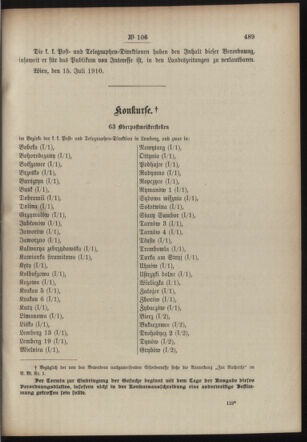 Post- und Telegraphen-Verordnungsblatt für das Verwaltungsgebiet des K.-K. Handelsministeriums 19100718 Seite: 7