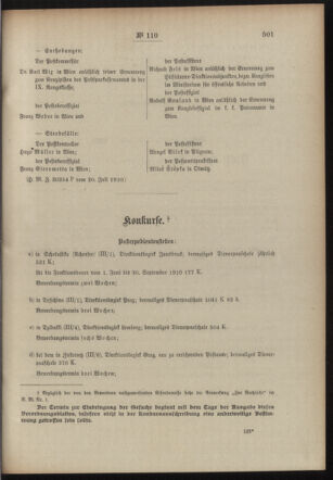 Post- und Telegraphen-Verordnungsblatt für das Verwaltungsgebiet des K.-K. Handelsministeriums 19100725 Seite: 3