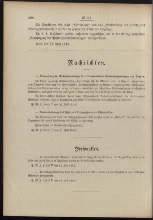 Post- und Telegraphen-Verordnungsblatt für das Verwaltungsgebiet des K.-K. Handelsministeriums 19100726 Seite: 2