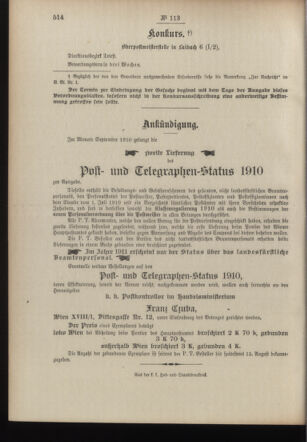 Post- und Telegraphen-Verordnungsblatt für das Verwaltungsgebiet des K.-K. Handelsministeriums 19100729 Seite: 4