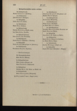 Post- und Telegraphen-Verordnungsblatt für das Verwaltungsgebiet des K.-K. Handelsministeriums 19100805 Seite: 4