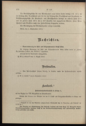 Post- und Telegraphen-Verordnungsblatt für das Verwaltungsgebiet des K.-K. Handelsministeriums 19100907 Seite: 2