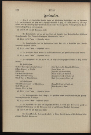 Post- und Telegraphen-Verordnungsblatt für das Verwaltungsgebiet des K.-K. Handelsministeriums 19100928 Seite: 2