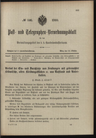 Post- und Telegraphen-Verordnungsblatt für das Verwaltungsgebiet des K.-K. Handelsministeriums