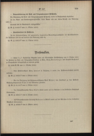 Post- und Telegraphen-Verordnungsblatt für das Verwaltungsgebiet des K.-K. Handelsministeriums 19101017 Seite: 3