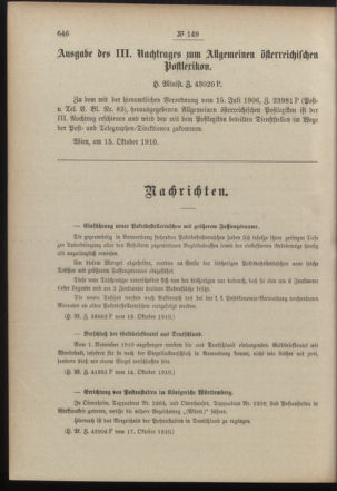 Post- und Telegraphen-Verordnungsblatt für das Verwaltungsgebiet des K.-K. Handelsministeriums 19101021 Seite: 2