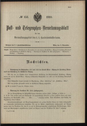 Post- und Telegraphen-Verordnungsblatt für das Verwaltungsgebiet des K.-K. Handelsministeriums 19101028 Seite: 11