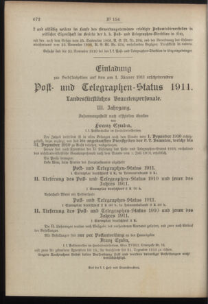 Post- und Telegraphen-Verordnungsblatt für das Verwaltungsgebiet des K.-K. Handelsministeriums 19101107 Seite: 4