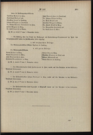 Post- und Telegraphen-Verordnungsblatt für das Verwaltungsgebiet des K.-K. Handelsministeriums 19101116 Seite: 3