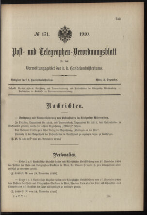 Post- und Telegraphen-Verordnungsblatt für das Verwaltungsgebiet des K.-K. Handelsministeriums