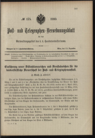 Post- und Telegraphen-Verordnungsblatt für das Verwaltungsgebiet des K.-K. Handelsministeriums 19101213 Seite: 1