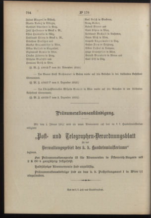 Post- und Telegraphen-Verordnungsblatt für das Verwaltungsgebiet des K.-K. Handelsministeriums 19101215 Seite: 4